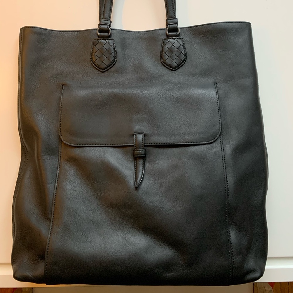 Large bv black leather bag